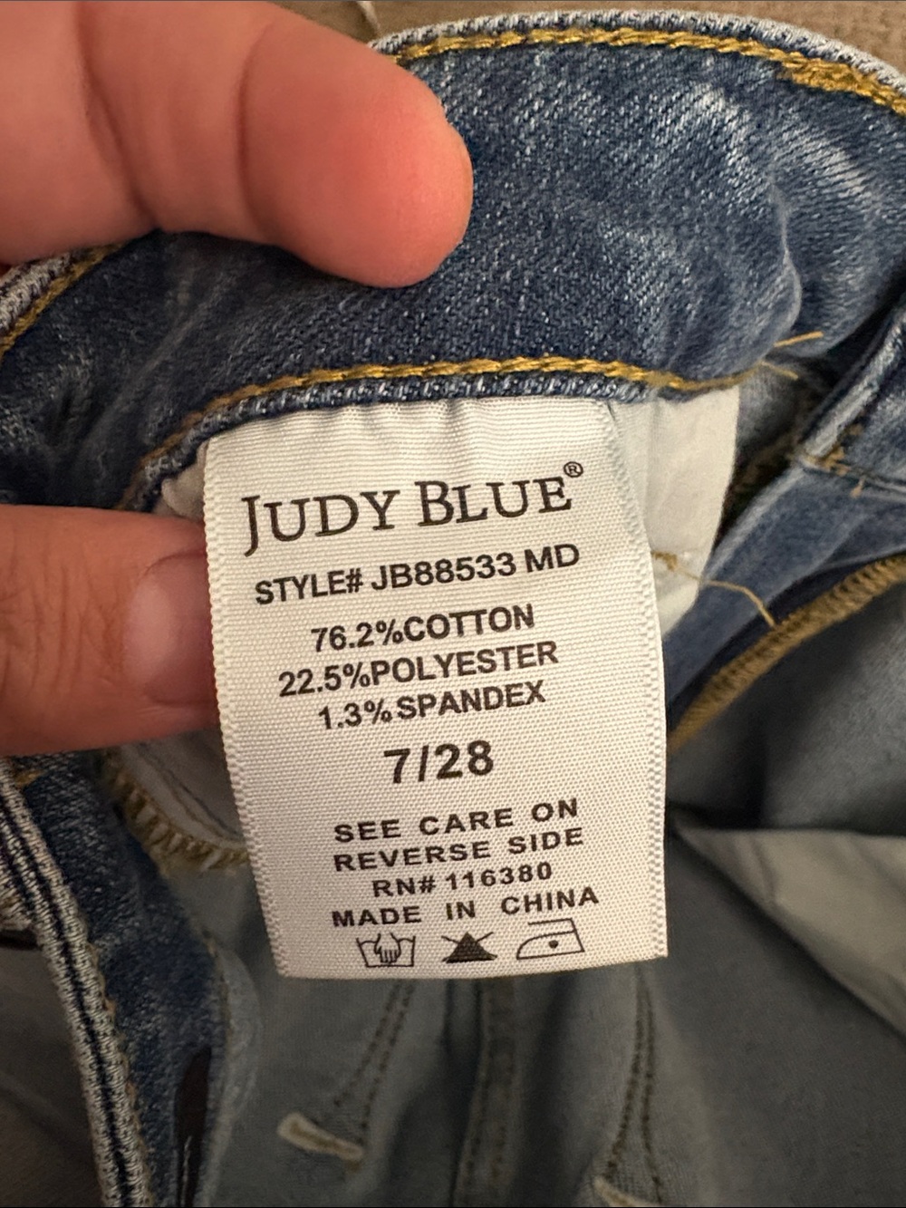 Judy Blue Slim Straight Jeans size 7/28 Medium Wash - Picture 6 of 9